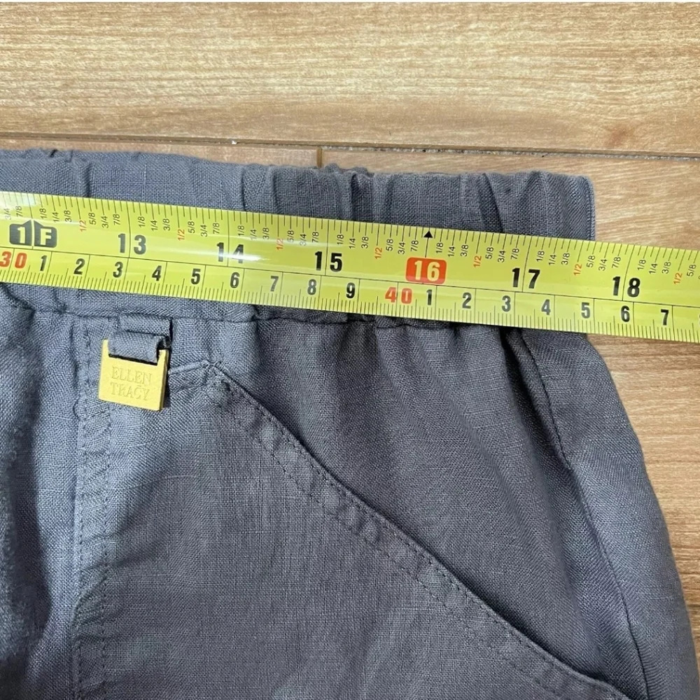 Ellen Tracy linen Pull-on elastic waistband pants Cropped large - Picture 5 of 7